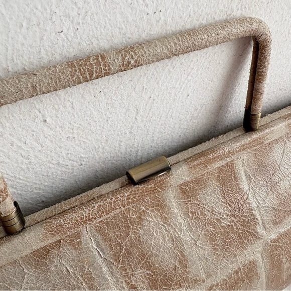 HOBO International Genuine Leather Neutral Animal Print Satchel Clutch Bag - Picture 11 of 17